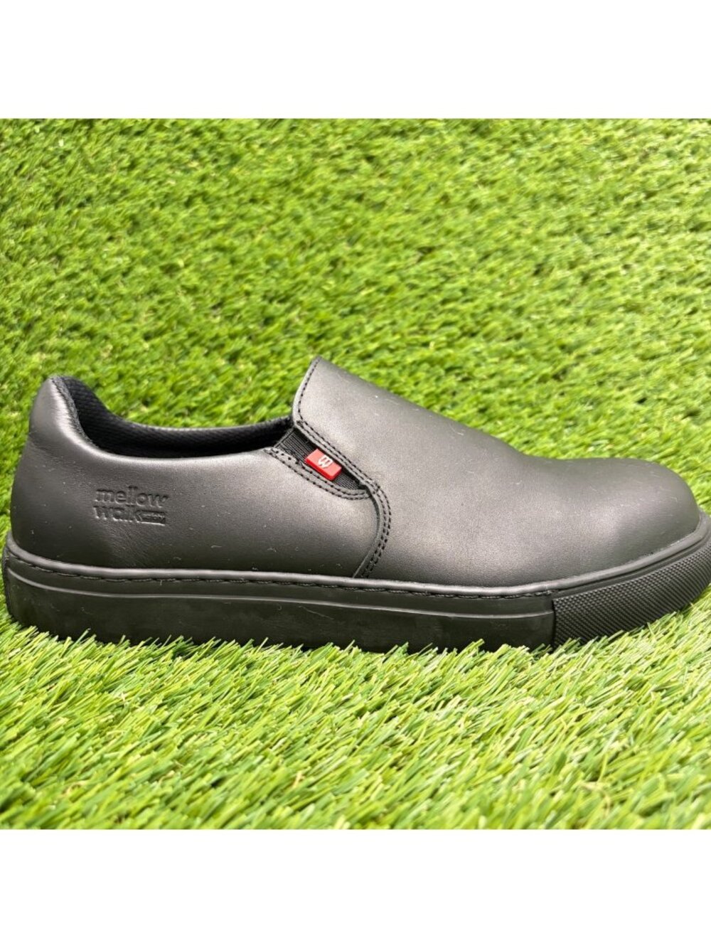 Mellow Walk Jessica Women Size 8.5E Black Leather Steel Toe Safety Slip-On Shoes